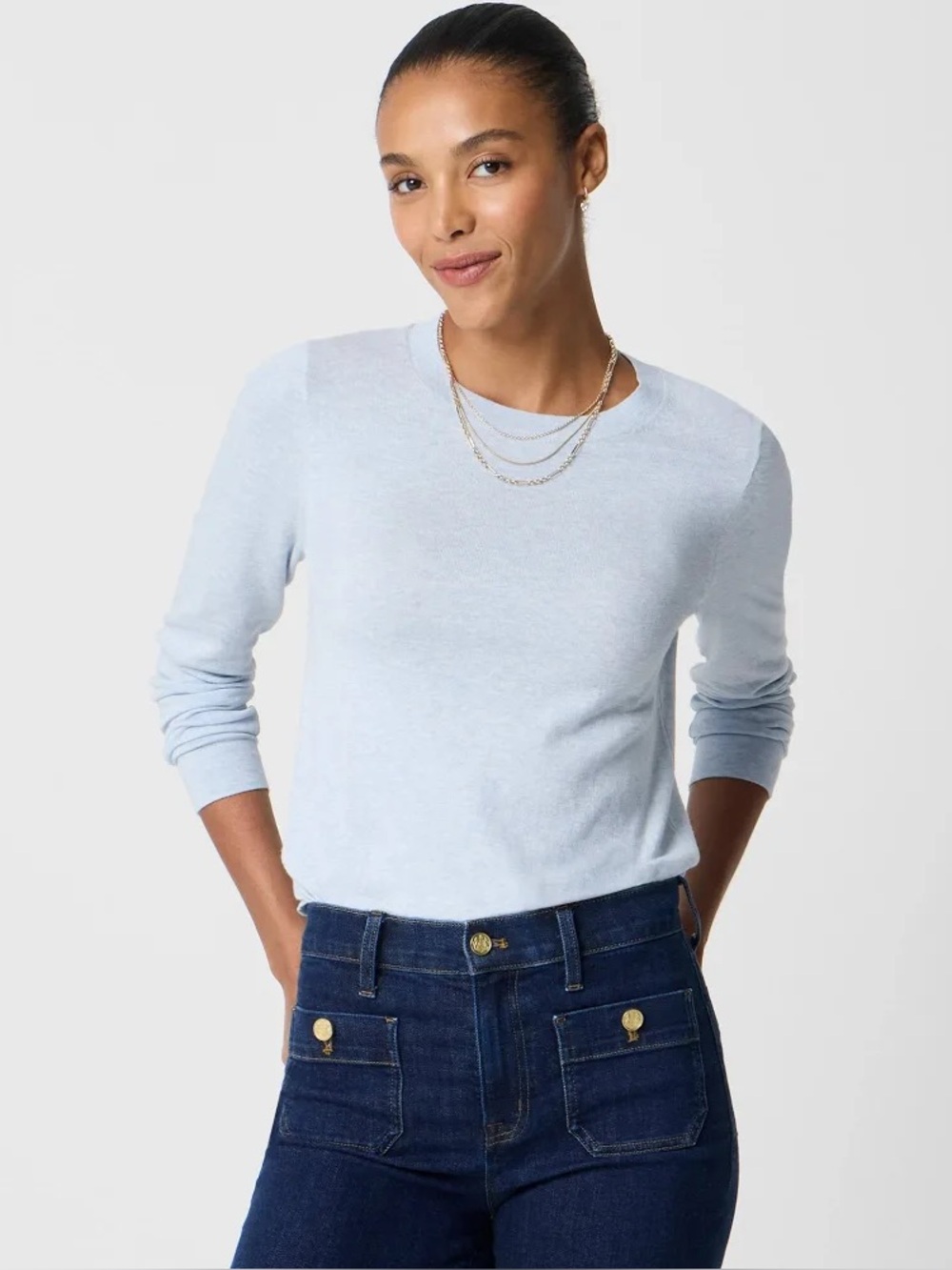 J. Crew Powder Blue Long Sleeve Teddie Crewneck Sweater